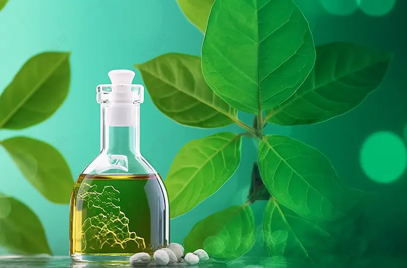 精油植物绿叶景色背景电商产品实拍图