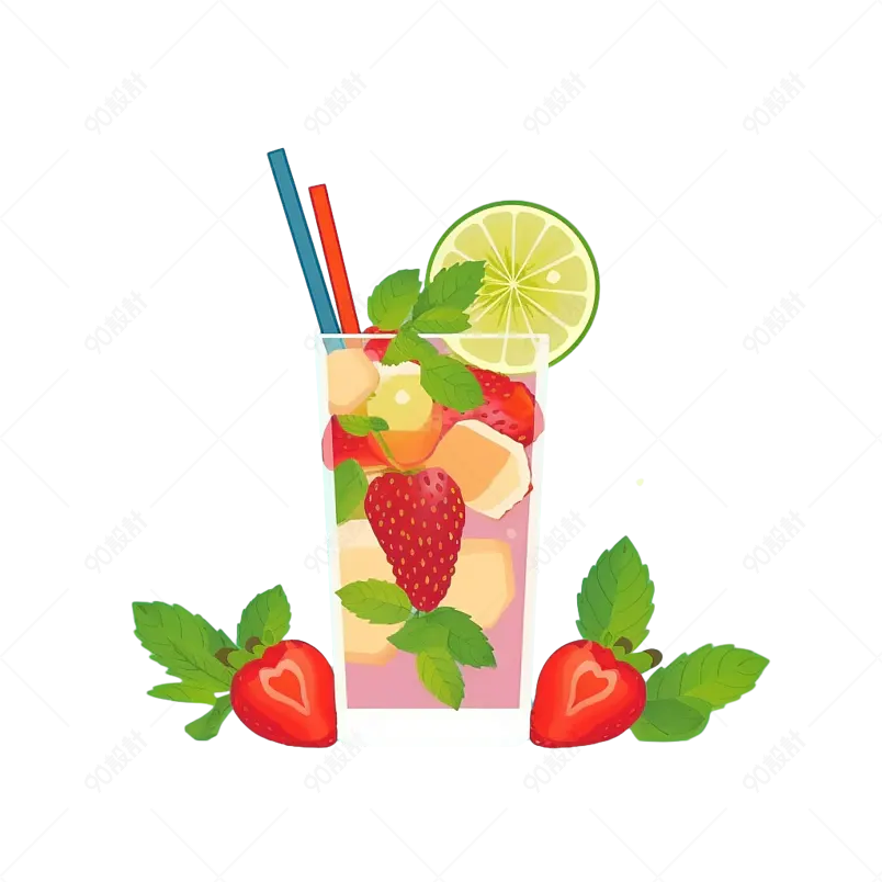多彩夏季凉爽解暑草莓水果果茶