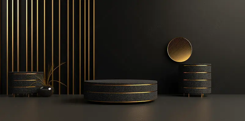海报设计素材高清图片黑金色展台
