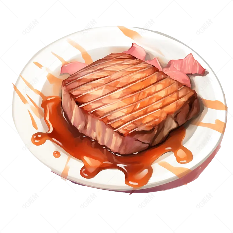 手绘牛排烤肉元素设计