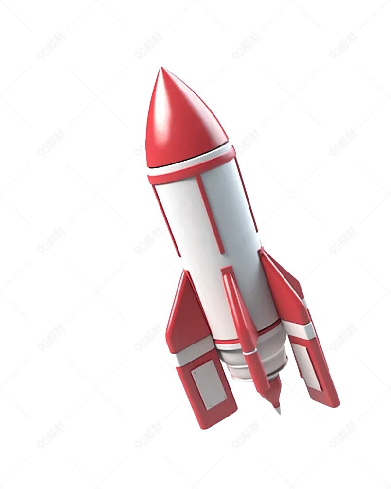 卡通太空宇宙星球红白色火箭