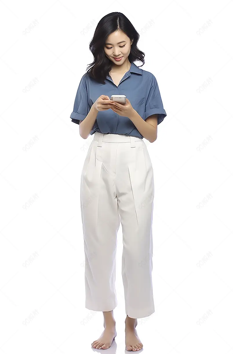 发短信的年轻女士