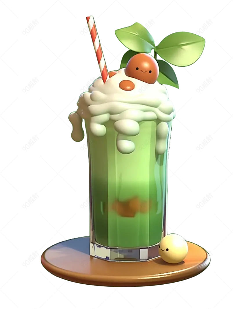 抹茶味道水果饮料素材