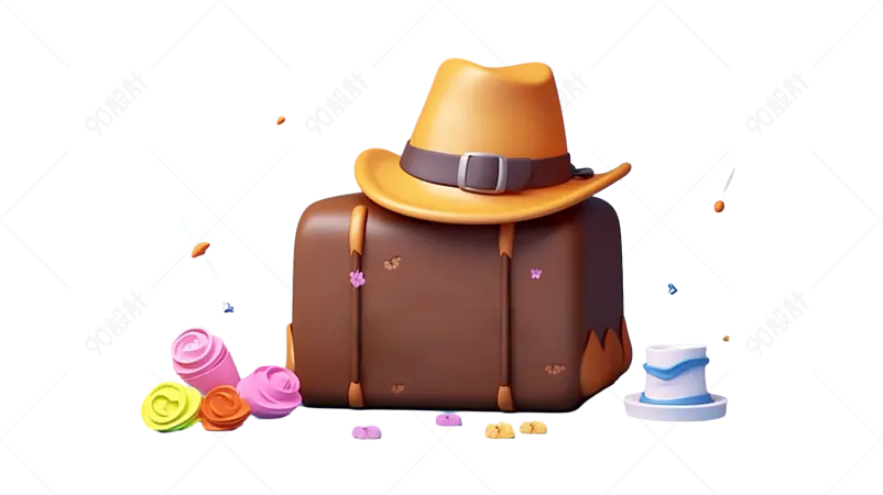 3D父亲节旅行箱元素设计