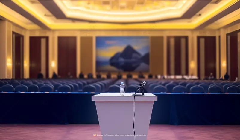 大型隆重庄严会议演讲台摄影