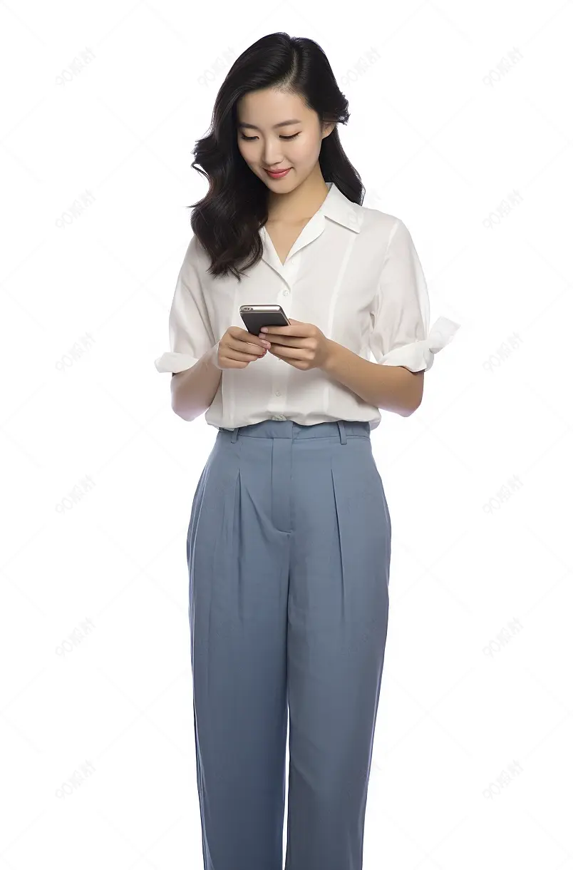 发短信的年轻女士