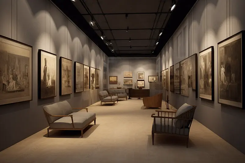 吊灯沙发美术展艺术展简约室内