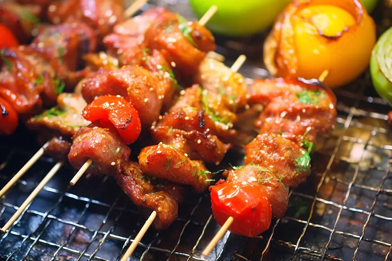 烧烤美食烤串烤肉美味实拍摄影图