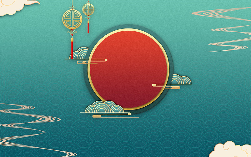 绿色中国风大气传统节日节气通用背景