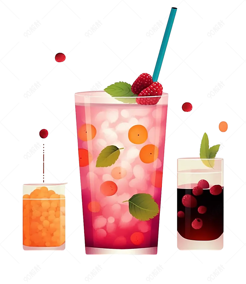 卡通夏季凉爽水果饮品