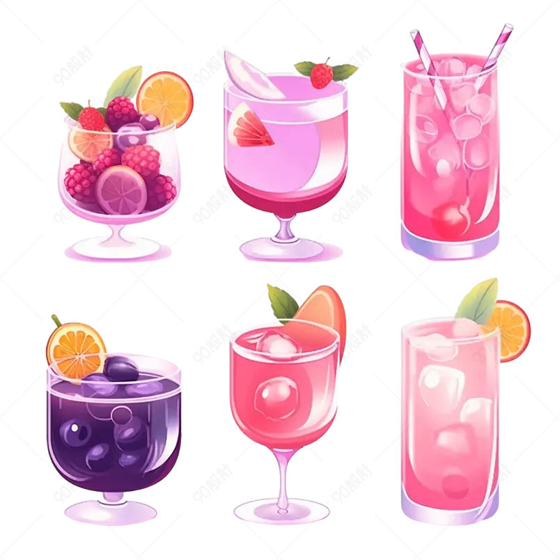 夏季凉爽解暑降温甜水饮品水果果茶元素