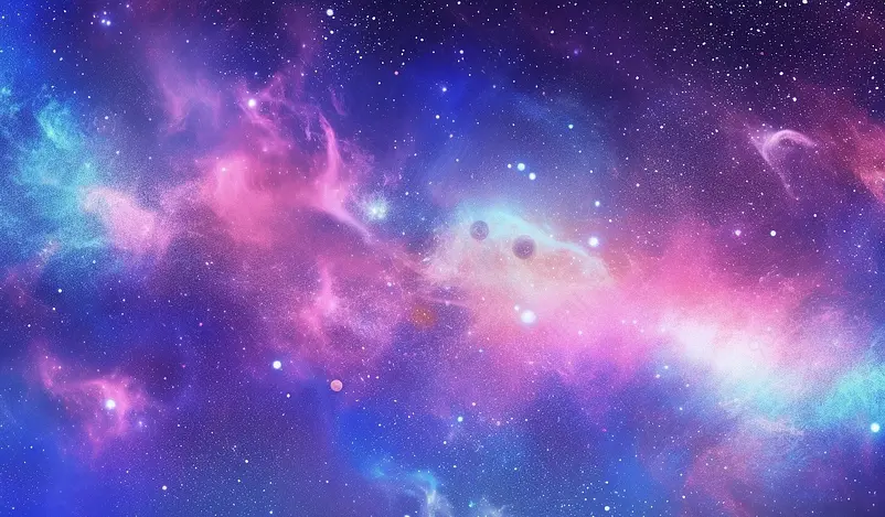 夜晚多彩多色的星空银河系文艺清新彩色背景
