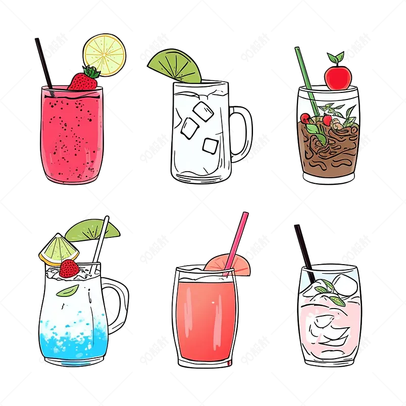 夏季凉爽降暑饮品水果茶元素