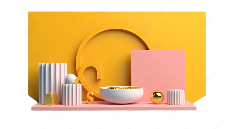 橙色系电商商品展台设计元素