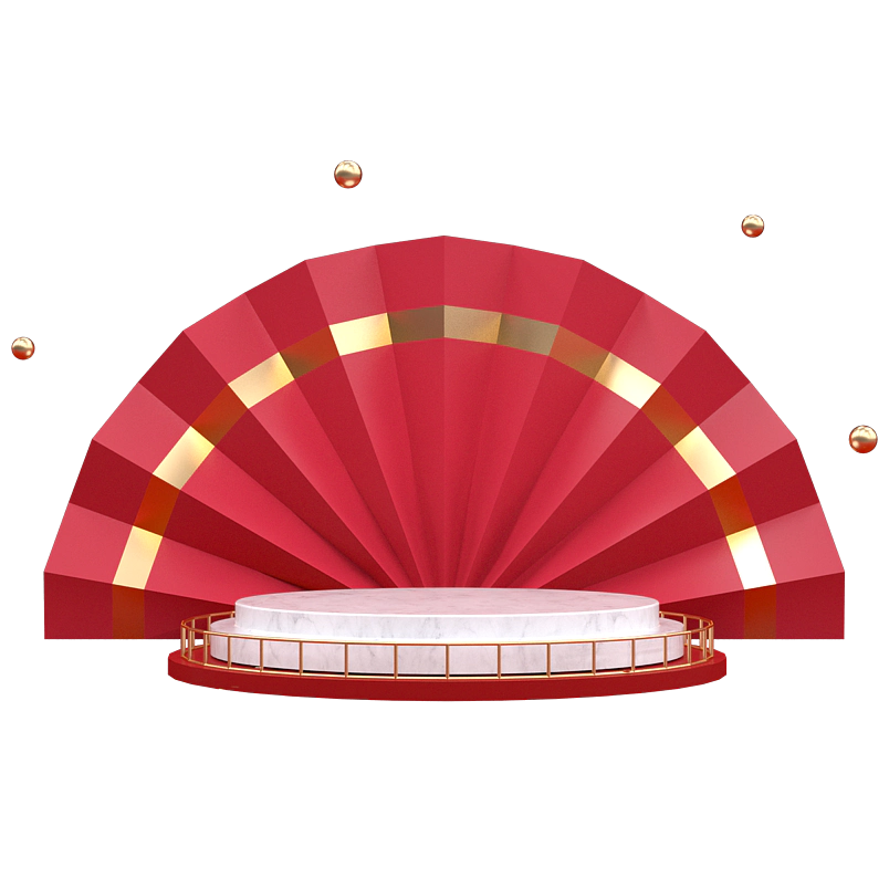 C4D中国风国潮风扇子展台免扣png元素