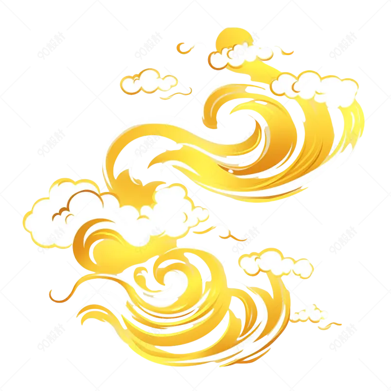 金箔线描烫金云纹装饰元素
