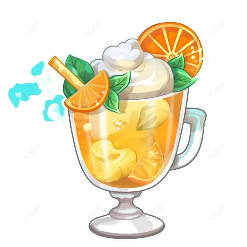 夏天节气创意食物冰块橙子冰沙素材