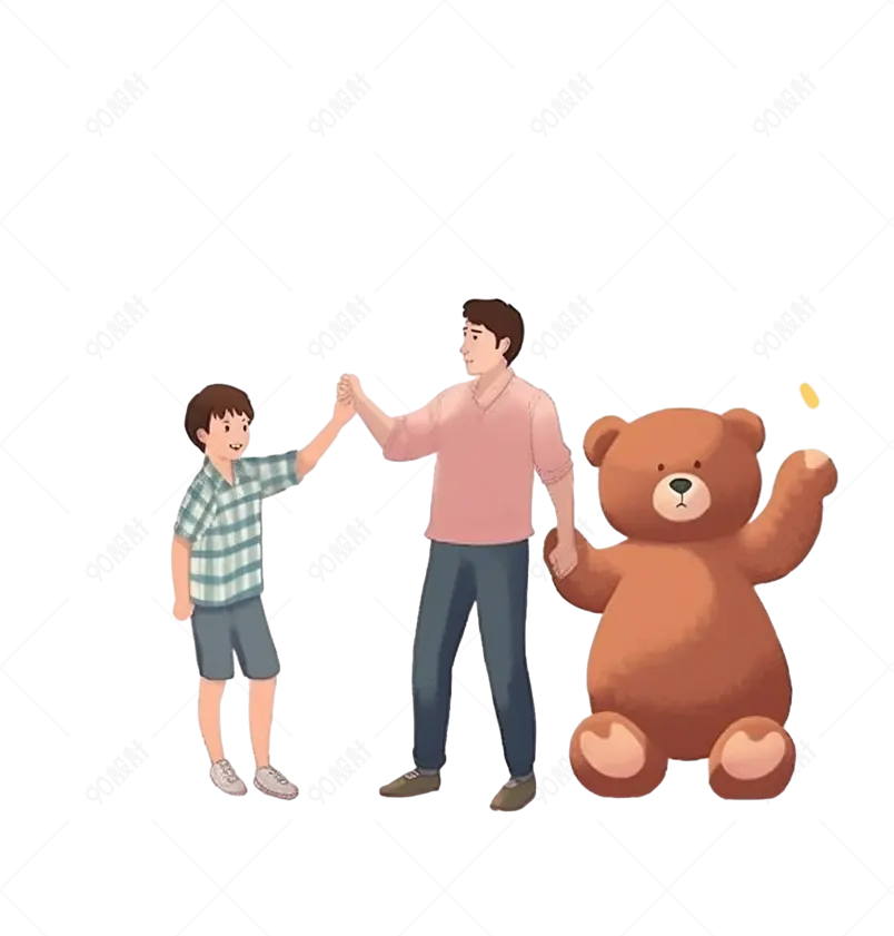 假期爸爸带着儿子一起玩耍温馨画面