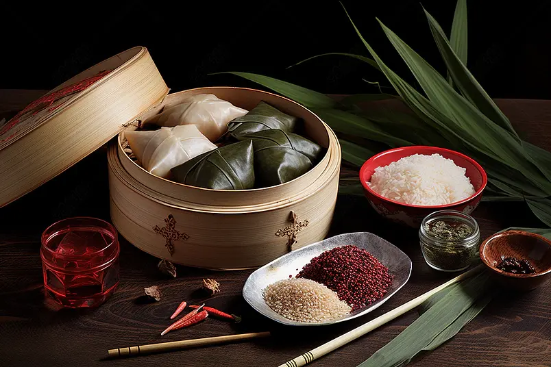 放在桌子上的美食清晰的摄影图高清的图片电商产品拍摄美食美味食物端午节美食粽子食材