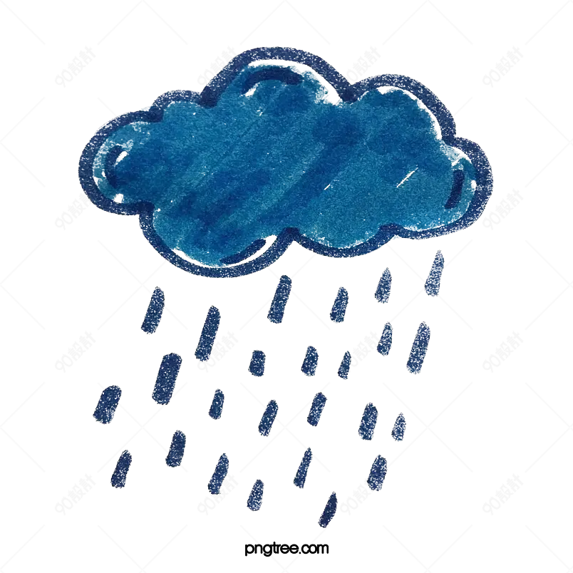 手绘下雨阴天云朵