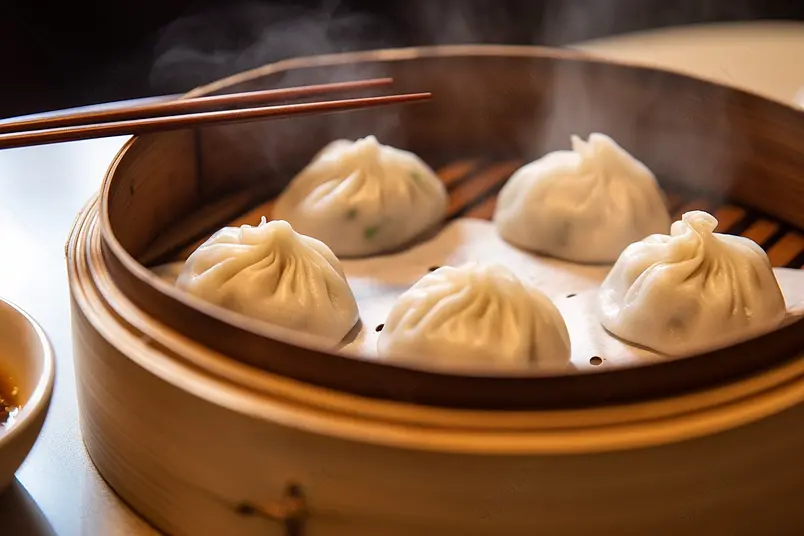 清晰的摄影图高清的图片电商产品拍摄美食美味食物一笼早餐小笼包