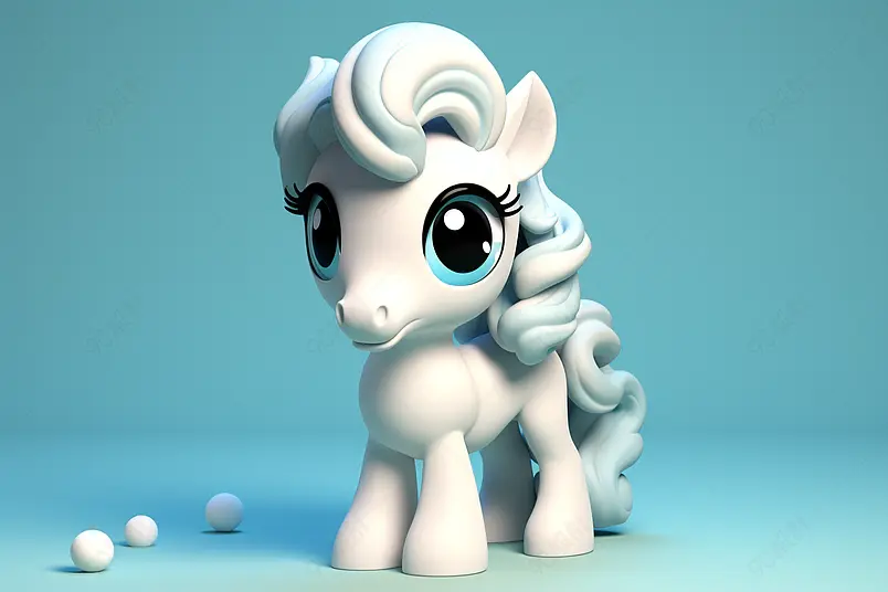 可爱的白色小马数字艺术