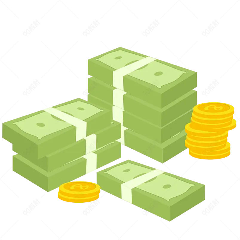 卡通现金金币堆积