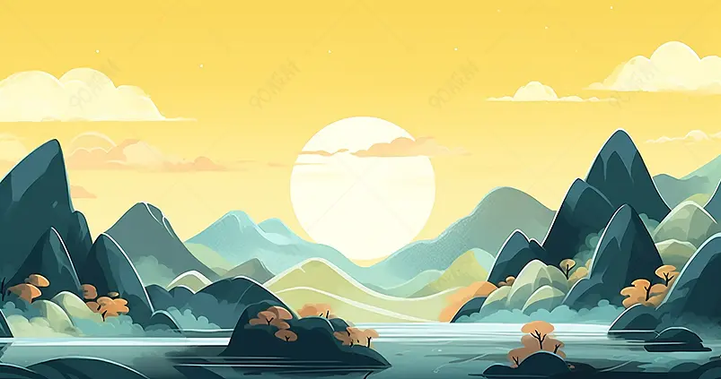 二十四节气秋分中秋节插画背景