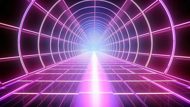 80年代复古科幻未来抽象背景与发光的框架