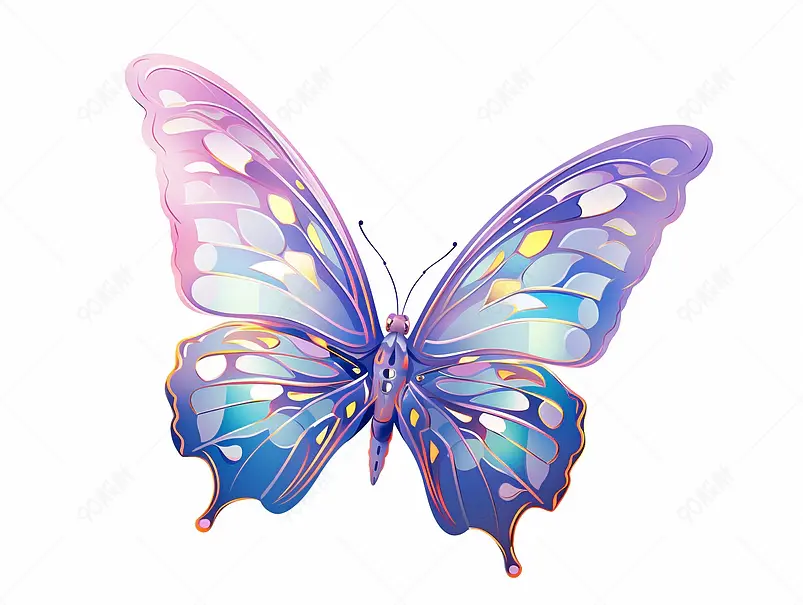 蝴蝶国潮国风手绘插画元素