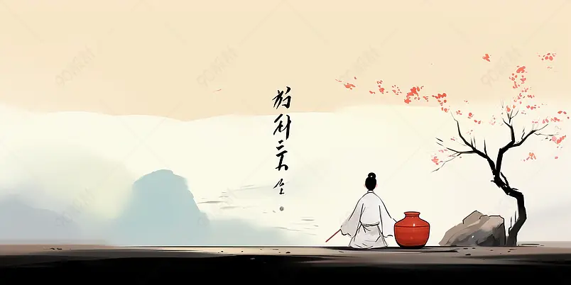 水墨画中国书法海报茶禅一味