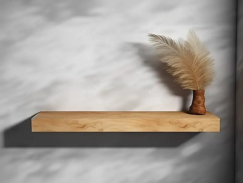 树影斑驳下的木制产品展示台