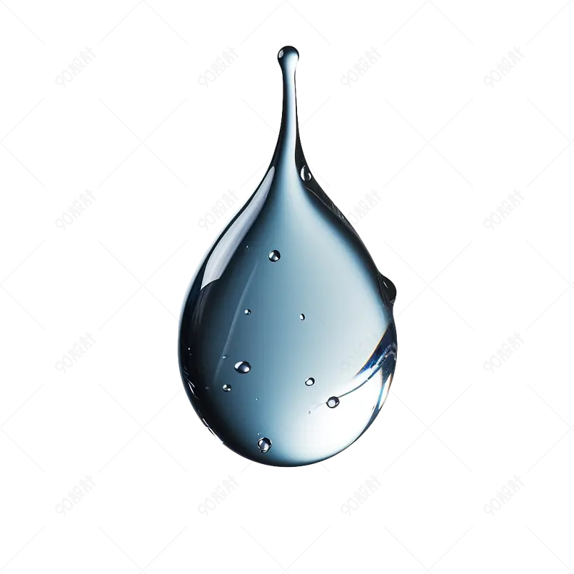 蓝色透明水滴水珠水元素免抠素材图