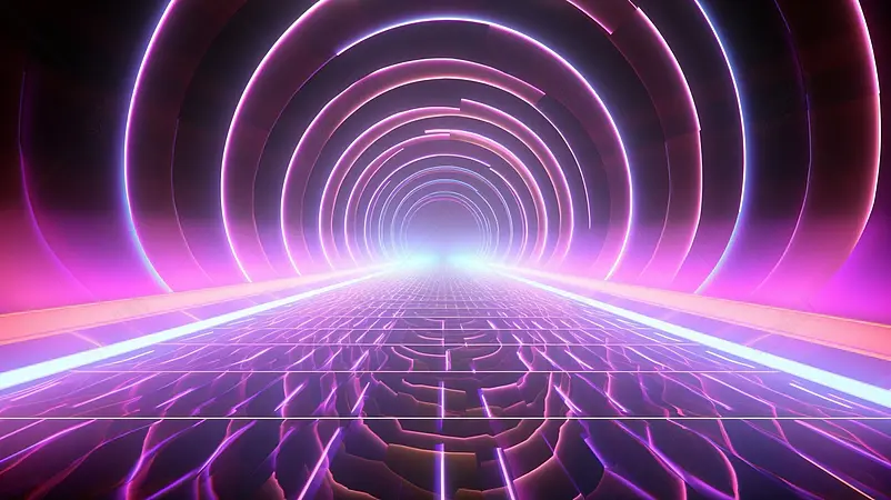 80年代复古科幻未来抽象背景与发光的框架