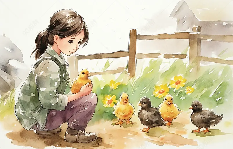 端水彩卡通水彩动物插画水彩主图插画水彩手绘水彩花手绘水彩树叶手