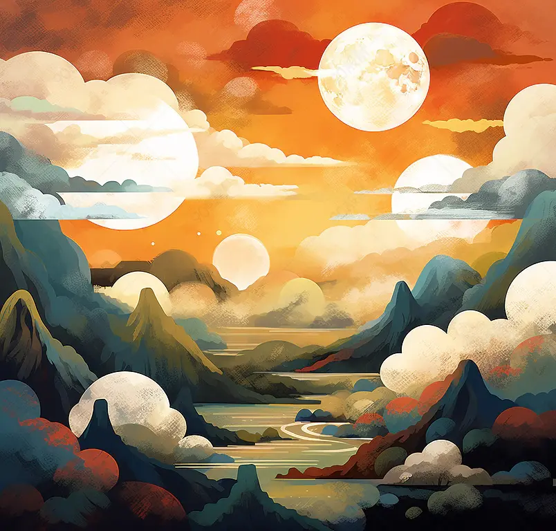 国潮风壁画风插画背景