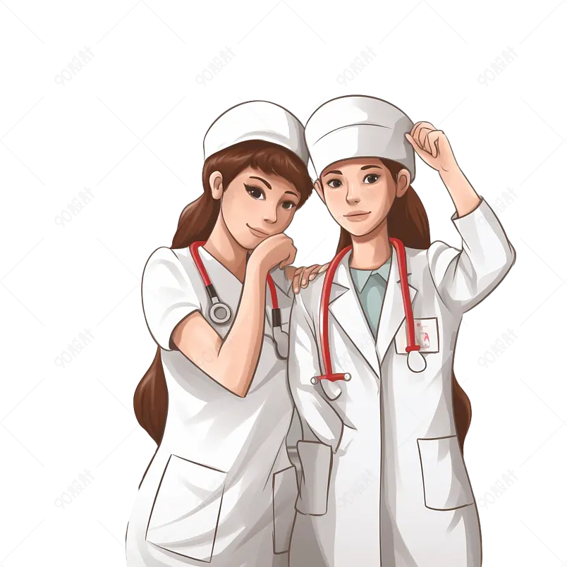 护士节白衣天使医护人员医院插画手绘