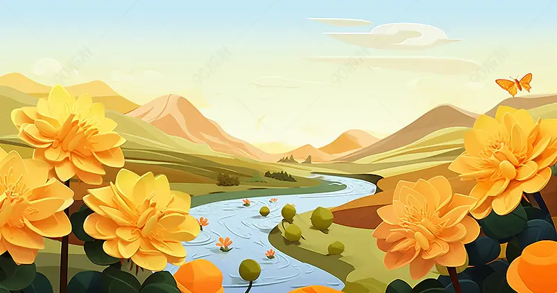 二十四节气寒露背景插画