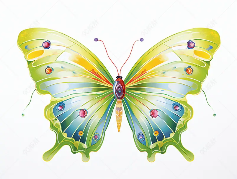 蝴蝶国潮国风手绘插画元素
