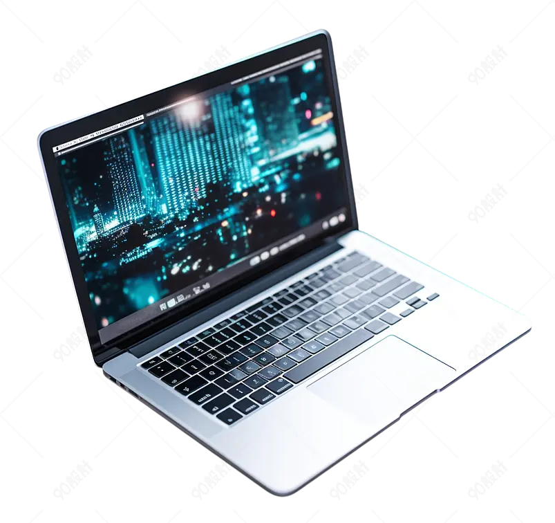 桌面上商务笔记本电脑和手机插图元素免抠