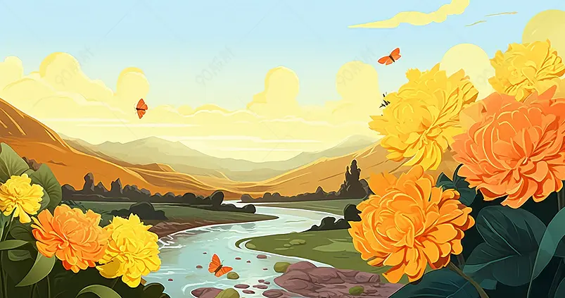 二十四节气寒露背景插画
