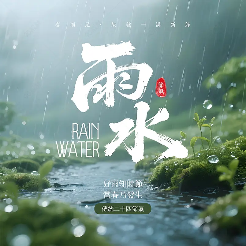 摄影风格传统节气雨水社交媒体广告