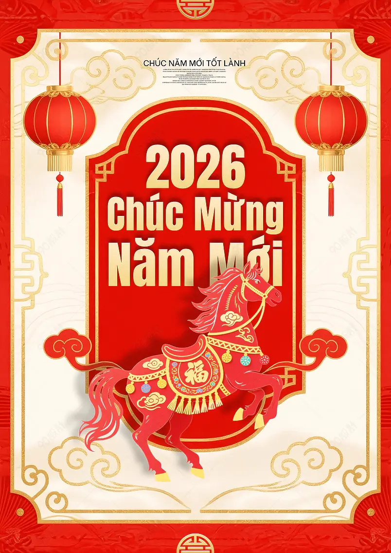 灯笼边框剪纸窗花2026农历马年新年春节节日海报