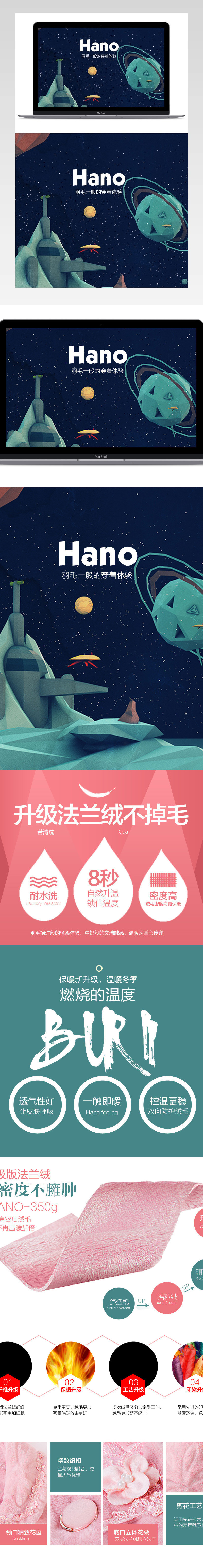 淘宝女士睡衣详情页细节描述PSD模板