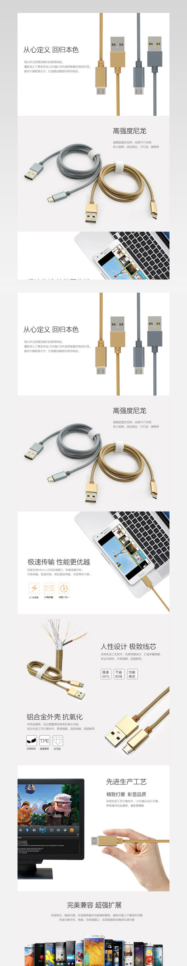 天猫产品详情页广告 数据线描述图psd.