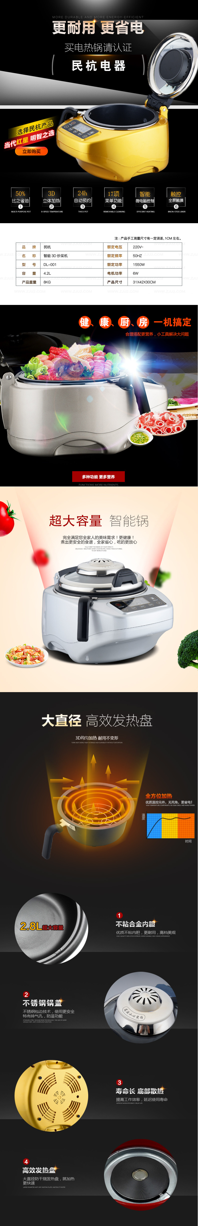 厨房电器炒菜机详情页