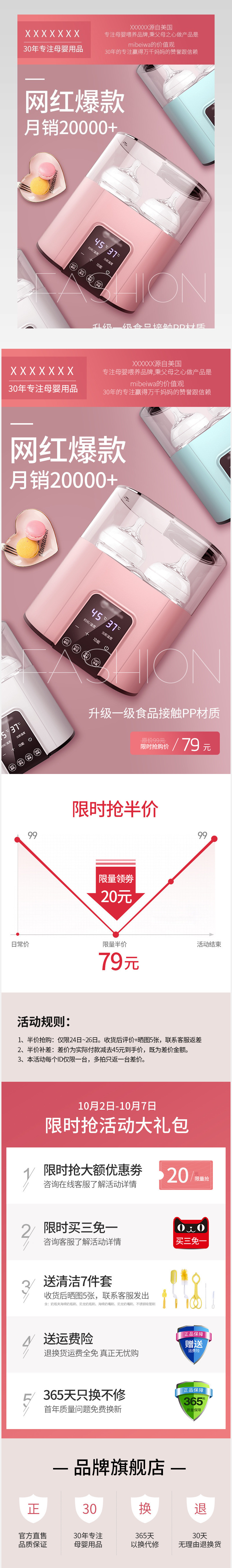 清新时尚风活动氛围母婴温奶器价格曲线家用电器关联海报曲线图