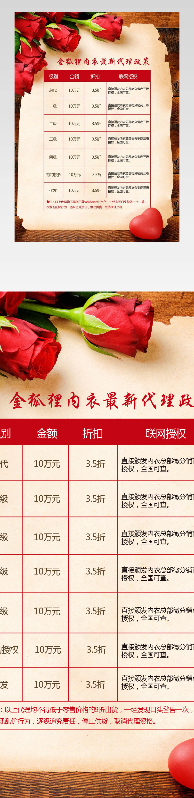 简约木质底浪漫风微商代理政策海报