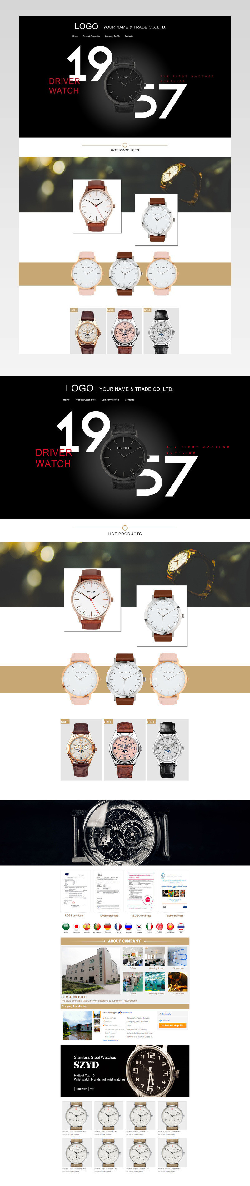 欧美简约风高端男士手表店铺首页活动页面