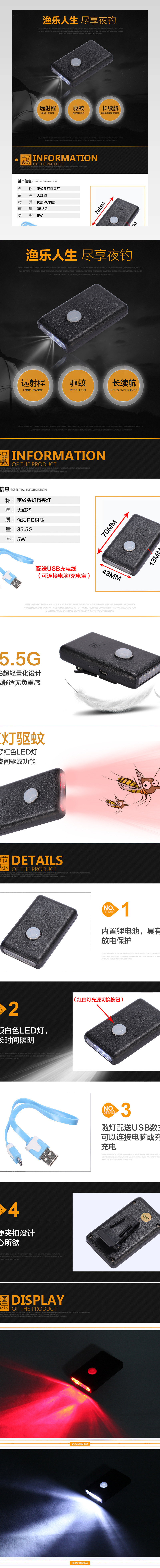 天猫淘宝简约钓灯帽夹灯详情页PSD分层稿